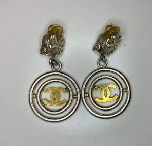 Chanel Clip-on Earrings/SILVER/W GOLD CC - Picture 1 of 2