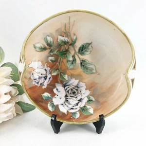 Antica ciotola Moriage Nippon Morimura dipinta a mano rosa e bianco rose selvatiche e oro - Foto 1 di 8