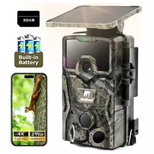Solar Wildkamera 4K 48MP Wiederaufladbare Akku Wildtierkamera mit 32GB Karte - Bild 1 von 10