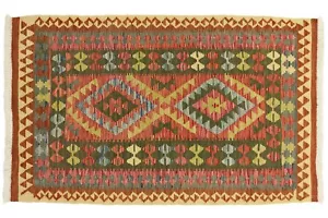 Afghan Maimana Kilim Carpet Hand Woven 120x180 Multicoloured Geometric Pattern - Picture 1 of 6