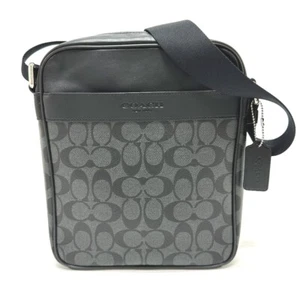 COACH F71764 signature houston Flight Shoulder Bag Leather Black - Picture 1 of 12