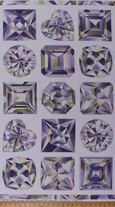 24" X 44" Panel Gemstone Crystal Diamonds Jewels Fabric by the Yard D483.37 - Picture 1 of 1