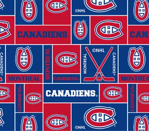 Montreal Canadiens Fleece Fabric-NHL Geometric Fleece Blanket Fabric-By the Yard - Picture 1 of 1