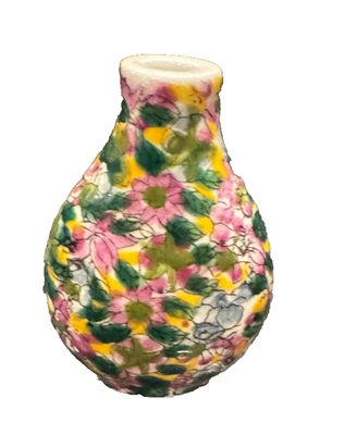 Botella de tabaco china de porcelana decorada con flores Foto 1 de 4