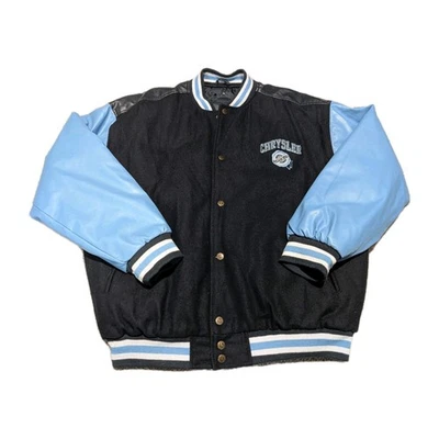 Chrysler Мужская шерстяная смесь искусственной кожи Varsity Bomber куртка синий/черный размер L - Изображение 1 из 4