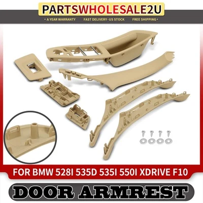 Juego de embellecedores de panel de manija de puerta interior izquierda y derecha de 7 piezas para BMW F10 beige Foto 1 de 4