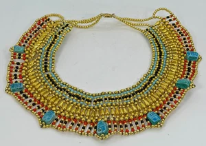 Collar Escarabajos De Colección Multicolor Acrílico Cuentas Cleopatra Renacimiento Egipcio - Imagen 1 de 9