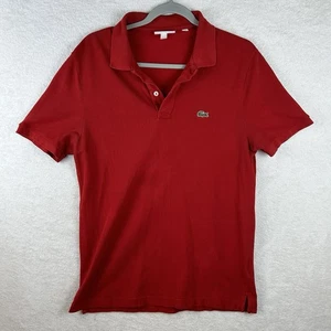 Lacoste Polo Shirt Short Sleeve Men Size Large Slim Fit Preppy Croc Logo Red - Picture 1 of 13