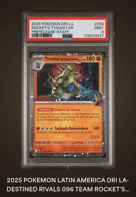 Team Rocket's Tyranitar Staff #96 PSA 9  pop #1  Spanish  - Image 1 of 4