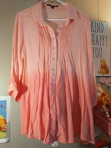 Fever Women's L Soft Sheen Pleated Front Viscose Poly Top~46" Bust~Feminine~EXC! - Picture 1 of 11