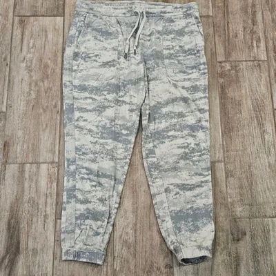 Calça jogger Athleta Farallon feminina XL cinza creme estampa camuflada bolsos com cordão - Imagem 1 de 4