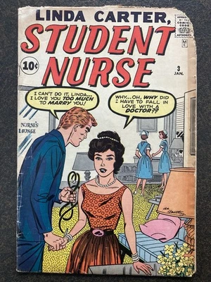 LINDA CARTER STUDENT NURSE #3 MARVEL 1961 1962 STAN LEE STORY AL HARTLEY ATLAS - Image 1 of 4