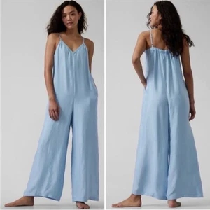 NWT Athleta Satin Blue Calm Cool Romper Size Small Lounge Jumpsuit - Picture 1 of 12