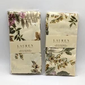 Ralph Lauren Bretagne Blumen Creme Baumwolle Servietten 8er Set (2 Packungen à 4) NEU - Bild 1 von 8