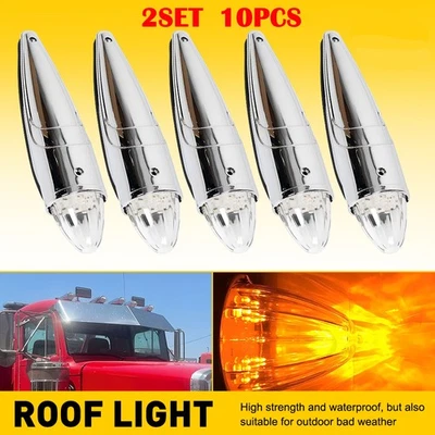 10X ÁMBAR LED CABINA TECHO MARCADOR LUCES DE CIRCULACIÓN PARA REMOLQUES TRACTORES SEMIRREMOLQUE Foto 1 de 4