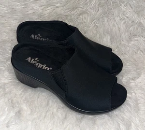 Alegia Shilaine Mules Donna Elasticizzato Nightly Nero Punta Aperta Taglia 38 Nuovo - Foto 1 di 8