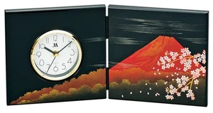 Mitani Yamanaka Lacquerware (Mitani) Folding Screen Clock (Medium) Fuji Sakura - Picture 1 of 2