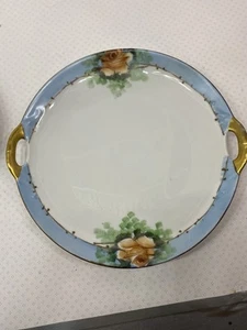 Hand Painted Round Porcelain Cake Plate With Handles - Picture 1 of 9