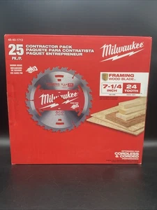 25 Pack Milwaukee 7 1/4 Premium Circular Saw Blades 24 Tooth 48-40-1720 NEW - Picture 1 of 2
