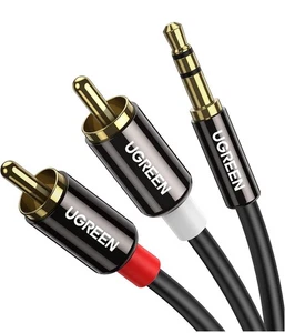 Cable UGREEN 3,5 mm a RCA, 6,6 PIES RCA macho a auxiliar adaptador de audio sonido HiFi - Imagen 1 de 5