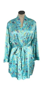 NWT Victoria's Secret Robe Floral One Size BEAUTIFUL Blue Green Yellow Preppy - Image 1 of 4