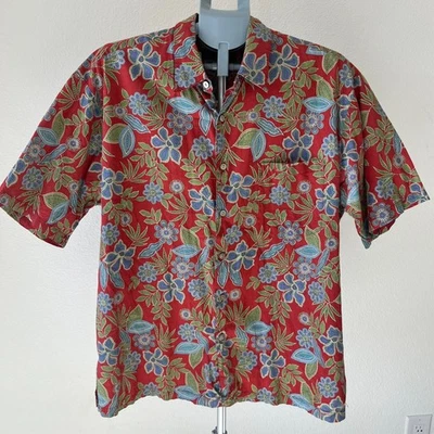 Camisa Tori Richard Honolulu para hombre talla grande Rojo Paisley Floral Hawaiian Beach Tropical Foto 1 de 4