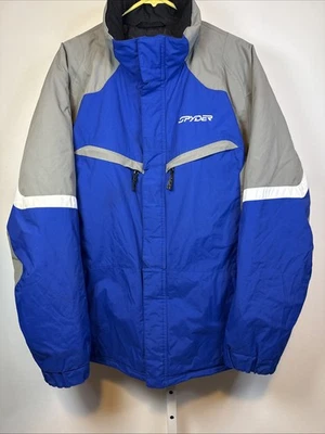 Spyder Leader Para Hombre L Impermeable Esquí Snowboard Chaqueta Azul Blanco Polizón Capucha Foto 1 de 4