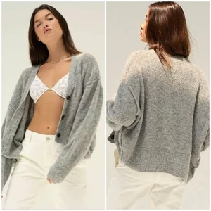 Cárdigan Free People Eclair Alpaca Talla Pequeña Gris Slouchy Gran Tamaño 3 Botones - Imagen 1 de 9