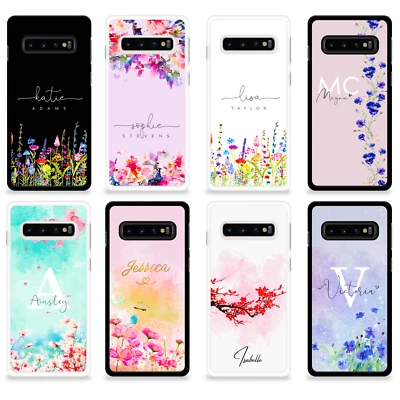 CUSTODIA TELEFONO FLOREALE PERSONALIZZATA NOME COVER RIGIDA PER S20 S10 S9 SAMSUNG GALAXY - Immagine 1 di 4