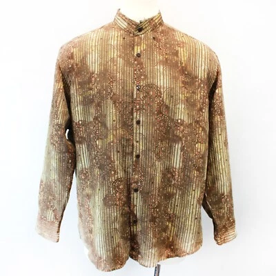 Jhane Barnes stand up raw unfinished collar 3d fabric button down shirt XXL - Image 1 of 4