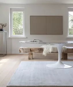 Tappeto a Telaio a Mano Colore Blu Chiaro Lussuoso Tappeto in Viscosa, Tappeto Ultra Chic - Foto 1 di 3