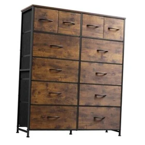 Tall Dresser for Bedroom with 12 Drawers, Chests Rustic Brown Wood Grain Print - Picture 1 of 7