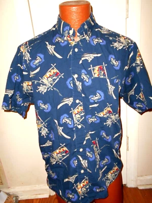 Natural Issue Men's Medium Blue Fishing Short Sleeve Button Down. - Image 1 of 3