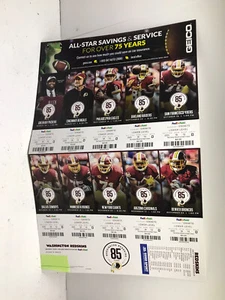 2017 WASHINGTON REDSKINS SAISONKARTE STUB STRIP SHEET FULL TICKET SET - Bild 1 von 3