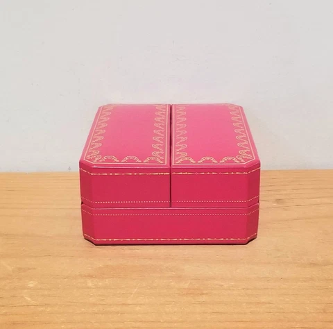 Vintage Les Must de Cartier Red Travel Desk Clock Box [Empty] Beauty Cover