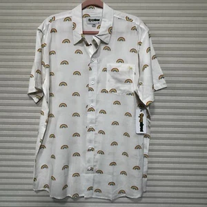 Neu Neu mit Etikett Tipsy Elfen WEISSES REGENBOGEN-HAWAII-HEMD für Herren Größe XL Stolz Baumwolle Viskose - Bild 1 von 8