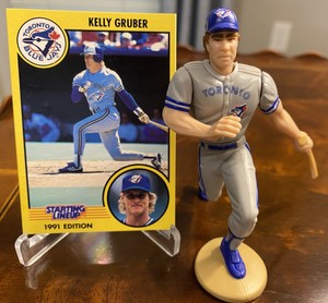 1991 Kenner Starting Lineup Kelly Gruber Figure and Baseball Card Blue Jays