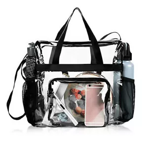 Durchsichtige PVC Tragetasche Tasche Damen transparent Handtasche Reißverschluss Geldbörse Stadion Sicherheit - Bild 1 von 13