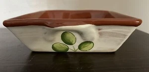 Portuguese Terracotta Square 6.5" Olive Painted Serving Dish T09 19 - Imagen 1 de 6