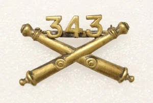 Army Officer's Collar Pin: 343rd Field Artillery Regiment - WWI, p/b, nhm - Picture 1 of 2