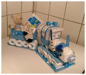Windeltorte Eisenbahn Mädchen Jungen Pullerparty Baby Geschenk Geburt Zug - Bild 1 von 1