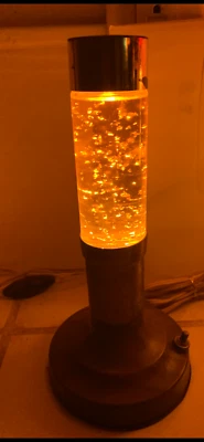 De colección 1960 Cinta Térmica, Florence Art Co. DORADO Líquido Plata Copos Brillo Lámpara de Lava Foto 1 de 4