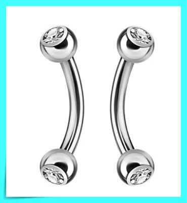 Piercing barretta eybrow curva sopracciglia bilancino brillantino. - Immagine 1 di 3