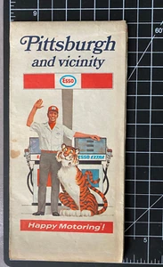 Pittsburgh & Vicinity Esso Map Humble Oil Tiger with Man Vintage Map 1970 - Picture 1 of 8