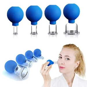 Set 2-4 Cups Facial Household Massage Cupping Face Full Body Vacuum Glass US New - Picture 1 of 20