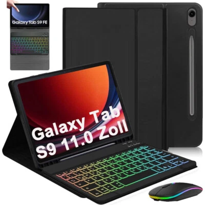RGB Backlit Keyboard Case Mouse For Samsung Galaxy Tab A9+ S9 FE S8 S7 S6 Lite - Image 1 of 4