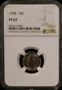 1958 Roosevelt Dime NGC PF67 (022PID) - Picture 1 of 4
