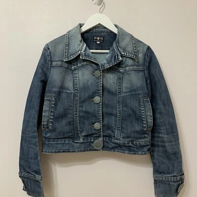 Chaqueta vaquera SOS Jeans Damas Mujeres Talla 3 Pequeña/Azul botones grandes Italia Foto 1 de 4