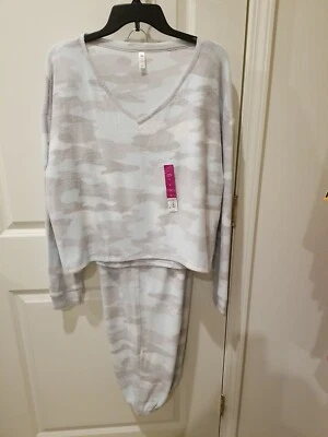So Women Long Sleeve Lt Blue/grey Camo Pajama Set Size Large - Image 1 of 2