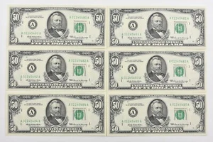 Lot (6) 1969 $50 Boston, MA US FRN Consecutive Notes 2114-A Fr *1917 - Picture 1 of 3
